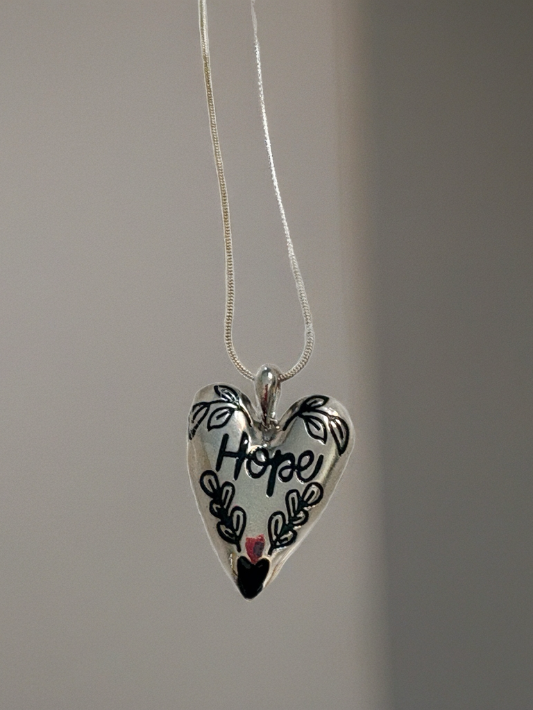 Hope Heart Pendant Necklace – Silver-Tone Inspirational Jewelry
