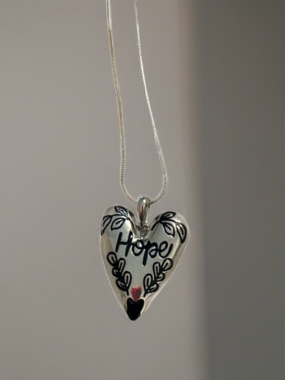 Hope Heart Pendant Necklace – Silver-Tone Inspirational Jewelry