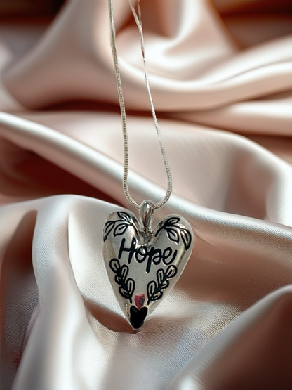 Hope Heart Pendant Necklace – Silver-Tone Inspirational Jewelry