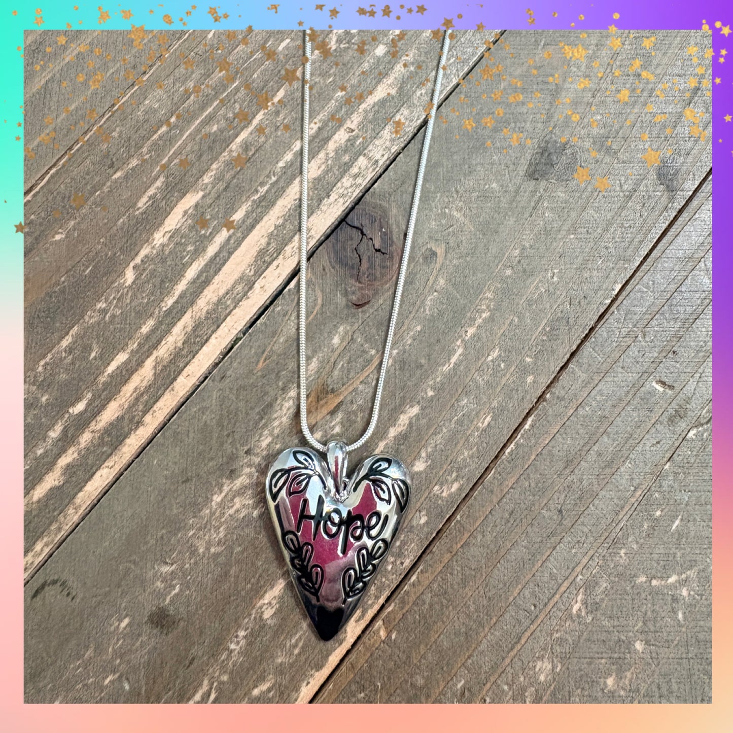 Hope Heart Pendant Necklace – Silver-Tone Inspirational Jewelry