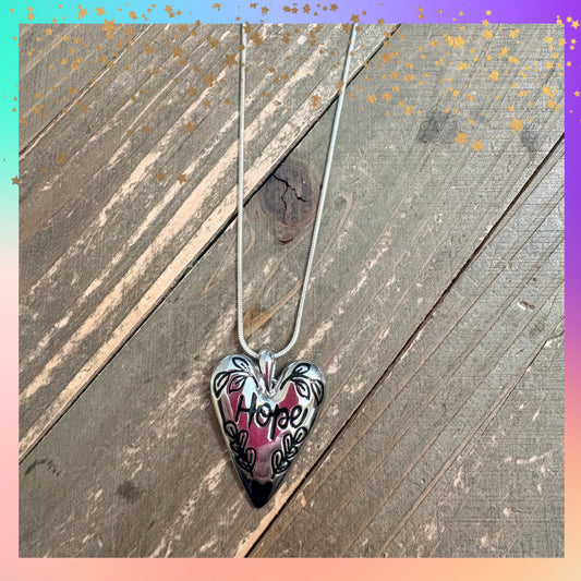 Hope Heart Pendant Necklace – Silver-Tone Inspirational Jewelry