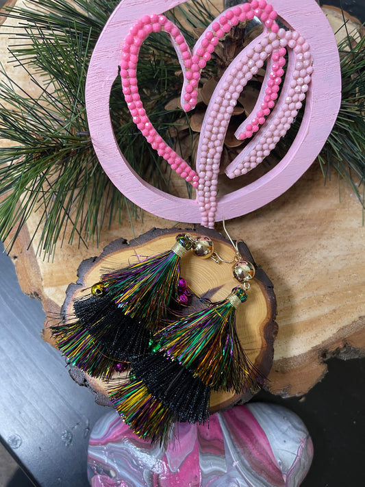 Mardi Gras Tinsel Wire EarringsPink tiful of LOVE