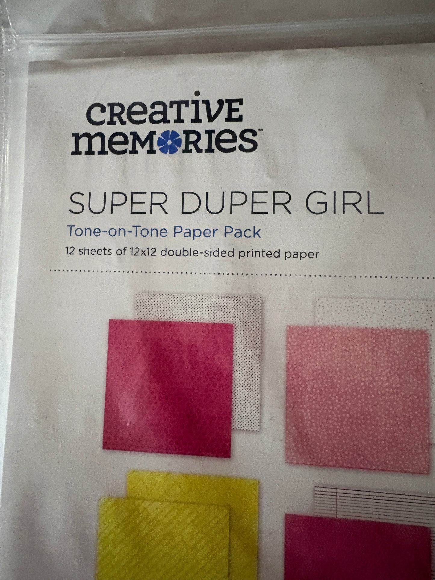 Creative Memories Super Duper Girl Tone-on-Tone Paper Pack (12 sheets)