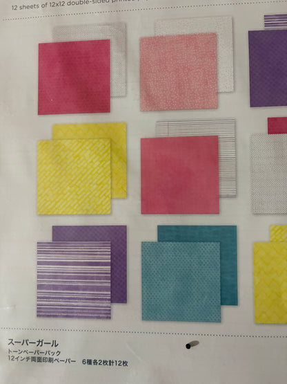 Creative Memories Super Duper Girl Tone-on-Tone Paper Pack (12 sheets)