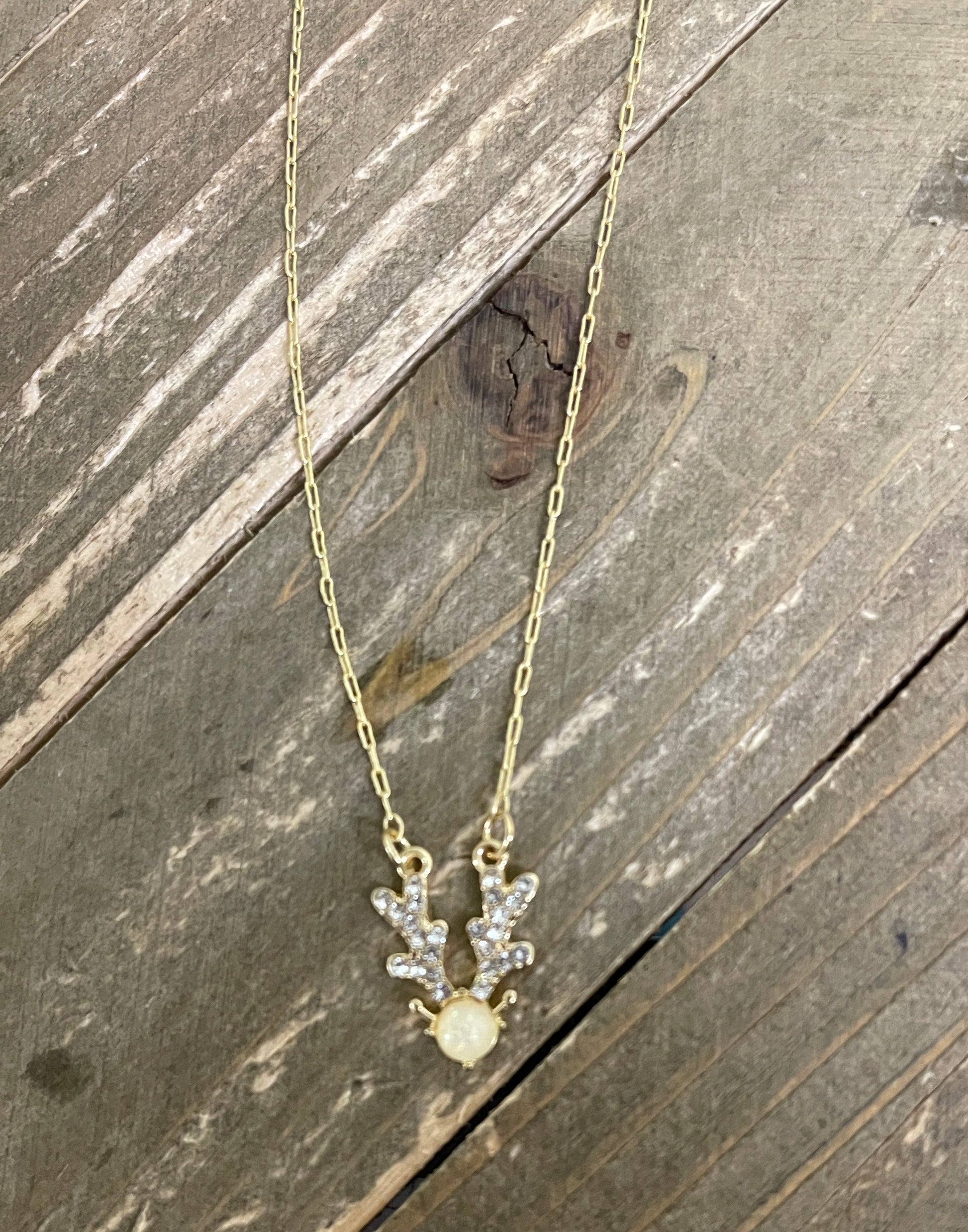 Reindeer Opal Pendant on a Gold Chain NecklacePink tiful of LOVE
