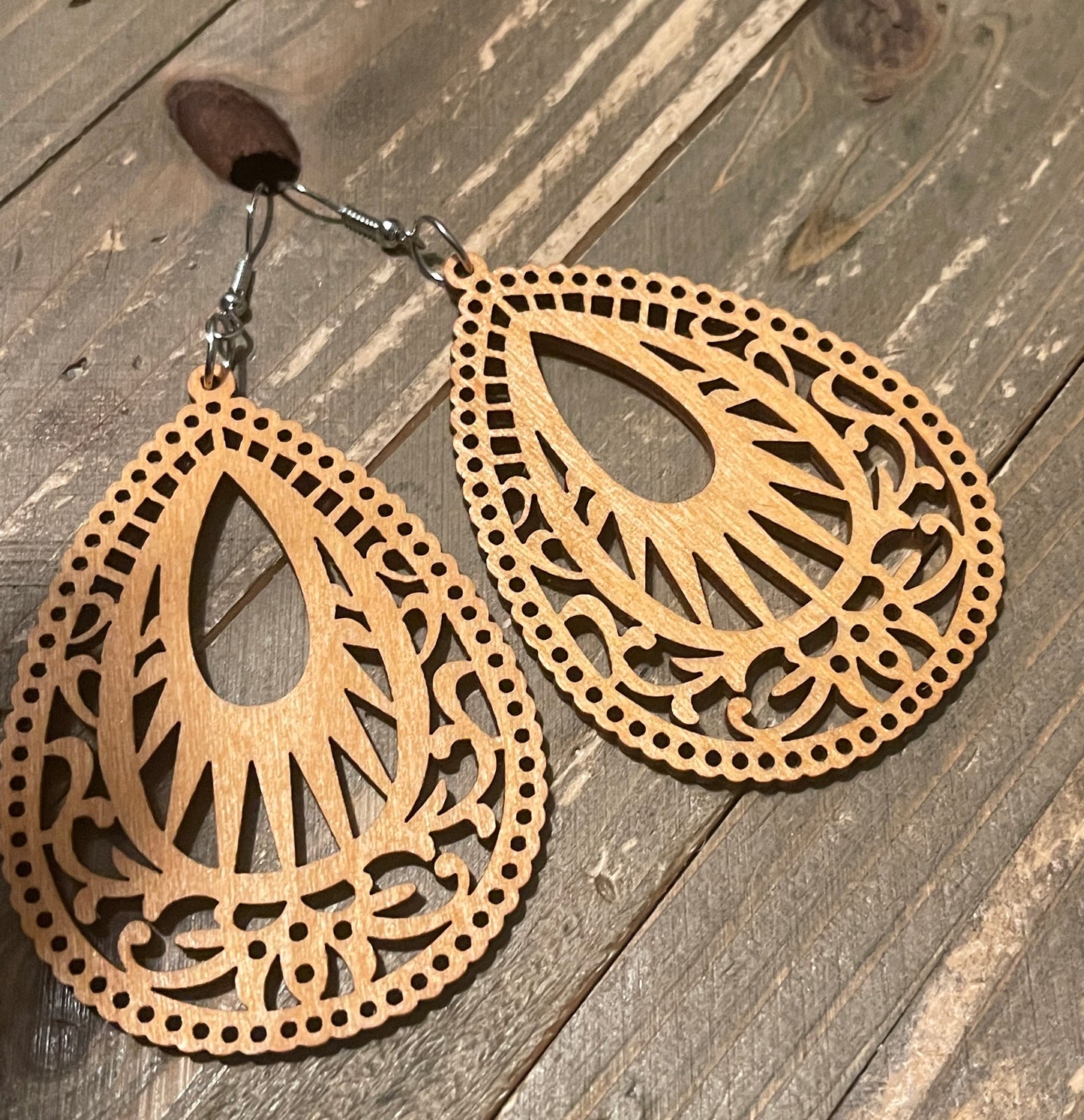 Multi-style Geometric Wooden Wire Earrings-2Pink tiful of LOVE