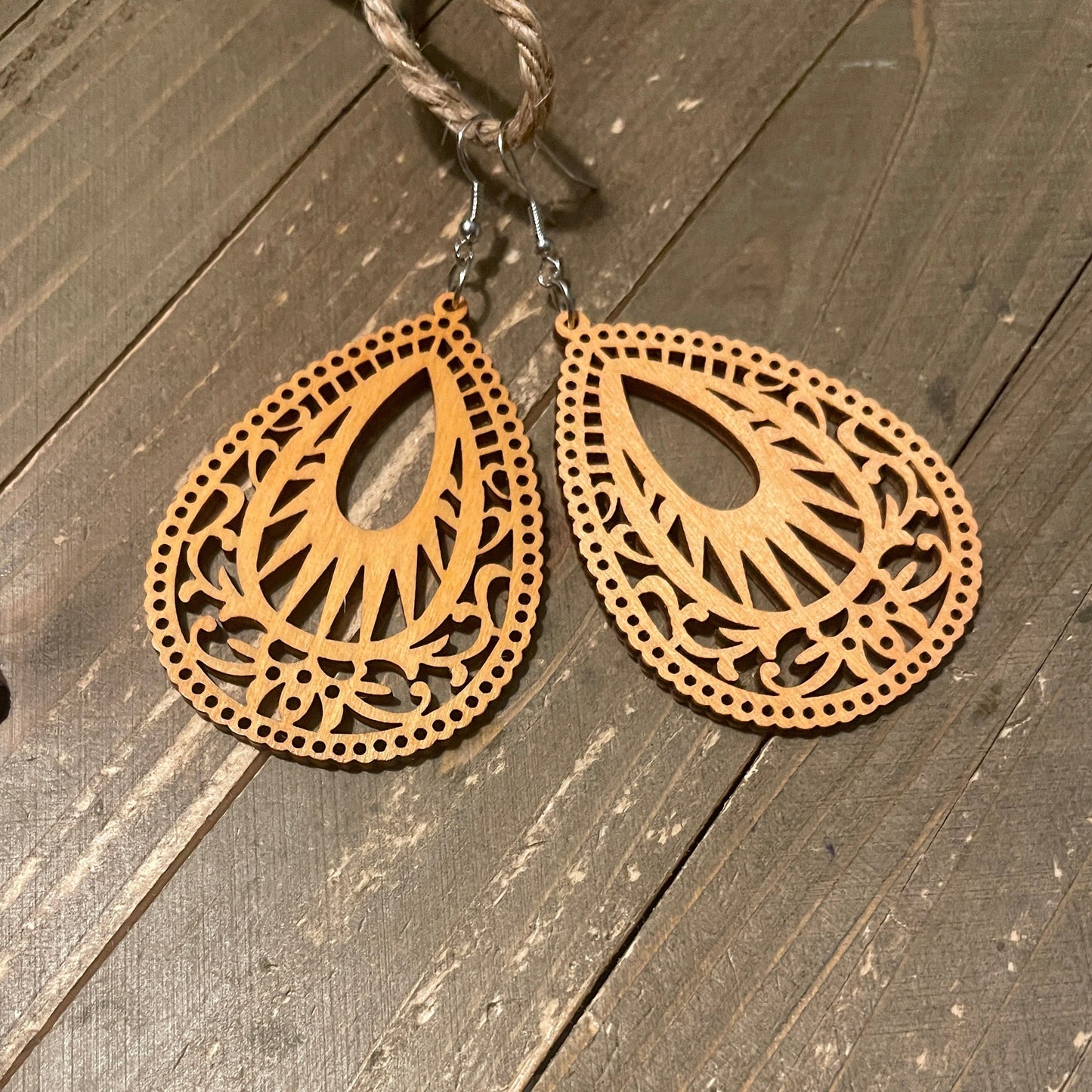 Multi-style Geometric Wooden Wire Earrings-2Pink tiful of LOVE