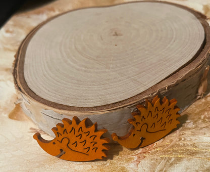 Orange Wooden Hedgehog Stud EarringsPink tiful of LOVE