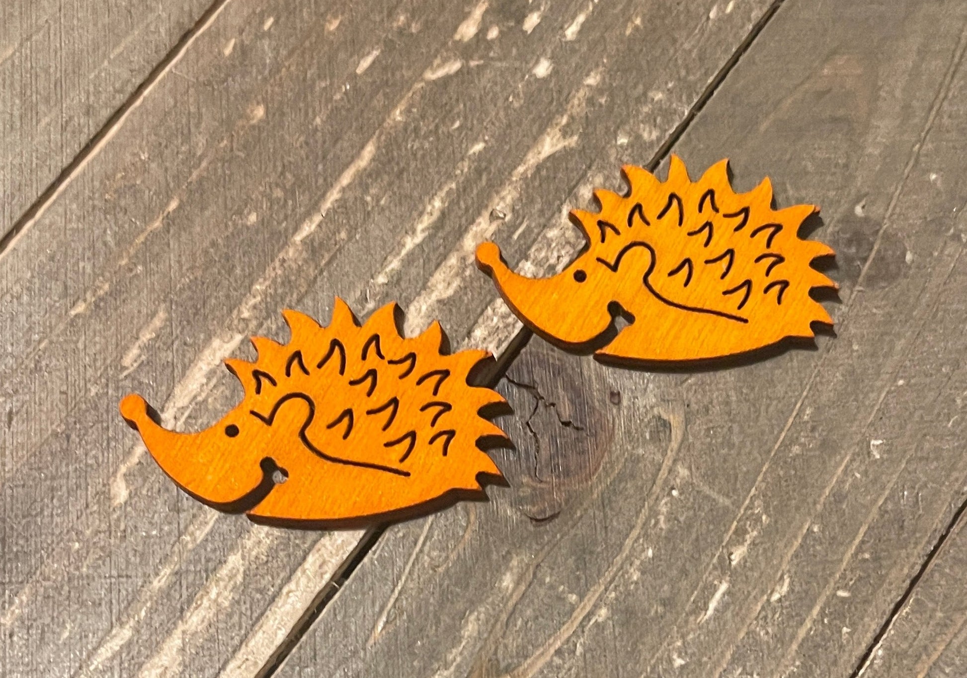 Orange Wooden Hedgehog Stud EarringsPink tiful of LOVE