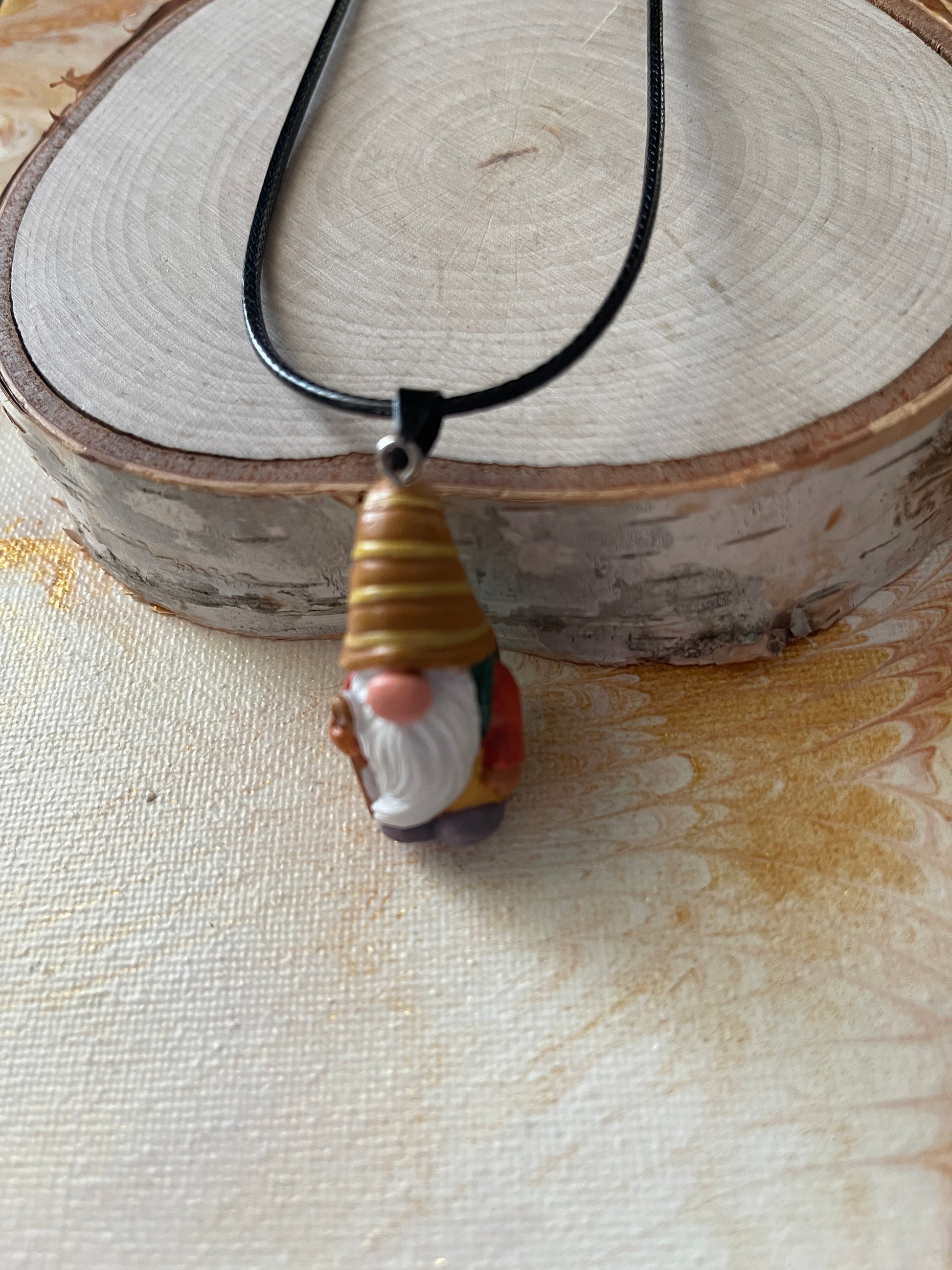 Hiking Gnome Pendant on a black cord NecklacePink tiful of LOVE