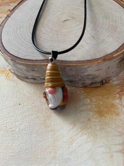 Hiking Gnome Pendant on a black cord NecklacePink tiful of LOVE