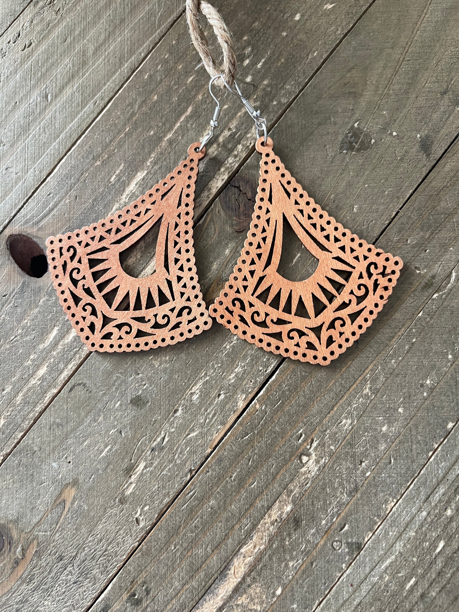 Multi-style Geometric Wooden Wire Earrings-2Pink tiful of LOVE