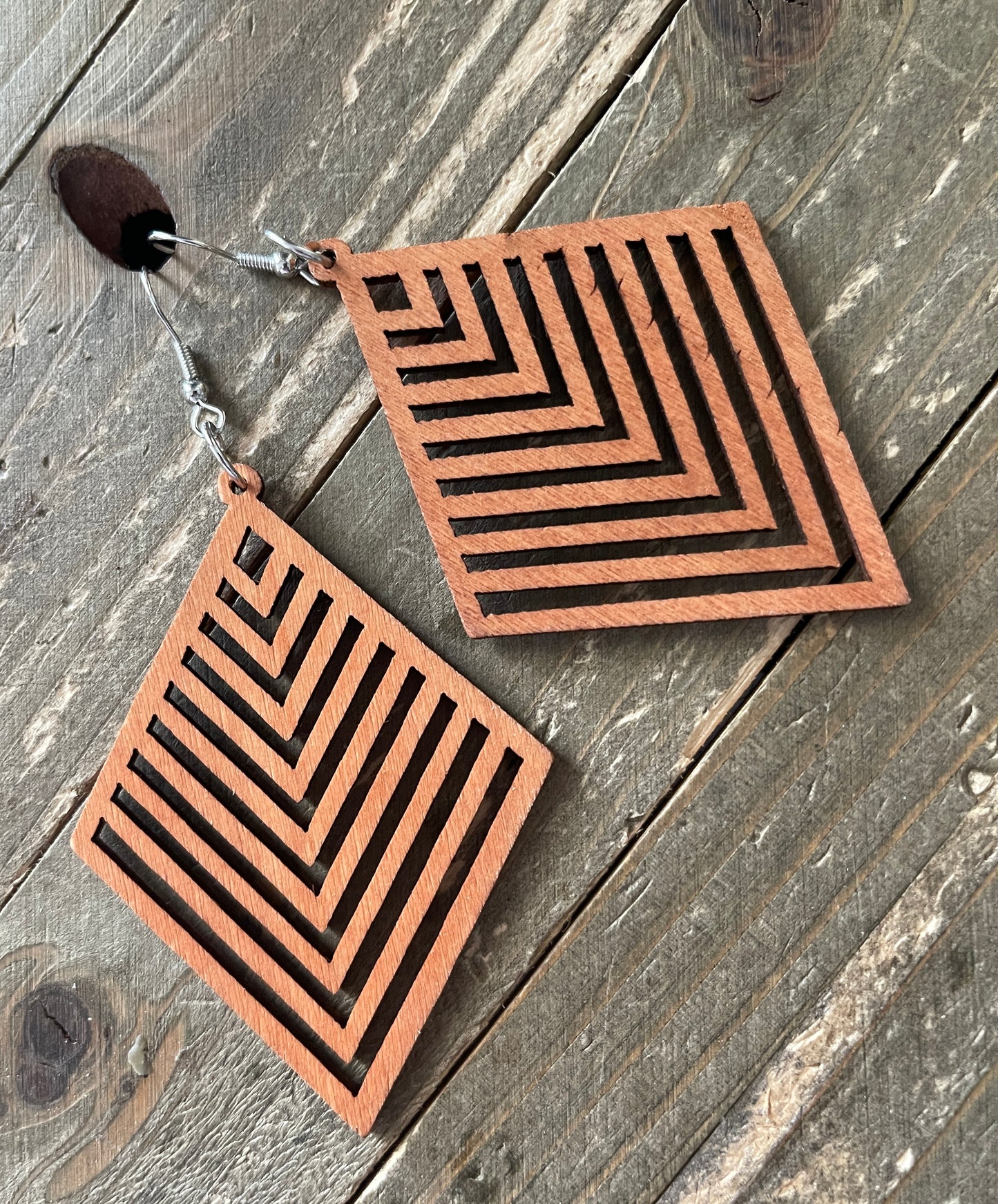 Multi-style Geometric Wooden Wire Earrings-2