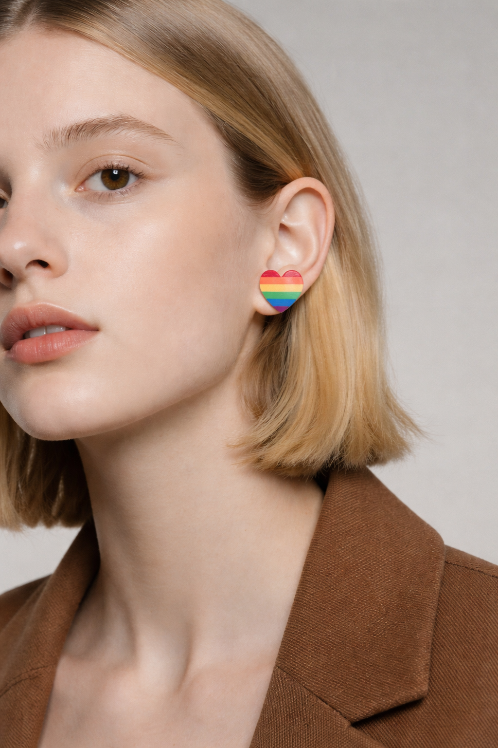 Rainbow Heart Stud Earrings – Pride Heart Design