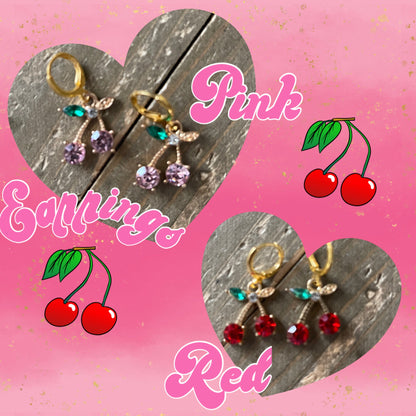 Rhinestone Cherry Earrings