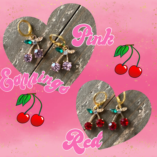 Rhinestone Cherry EarringsPink tiful of LOVE