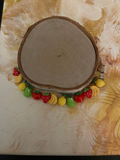 Assorted Fruit  Bracelet, Silver 13  links-4