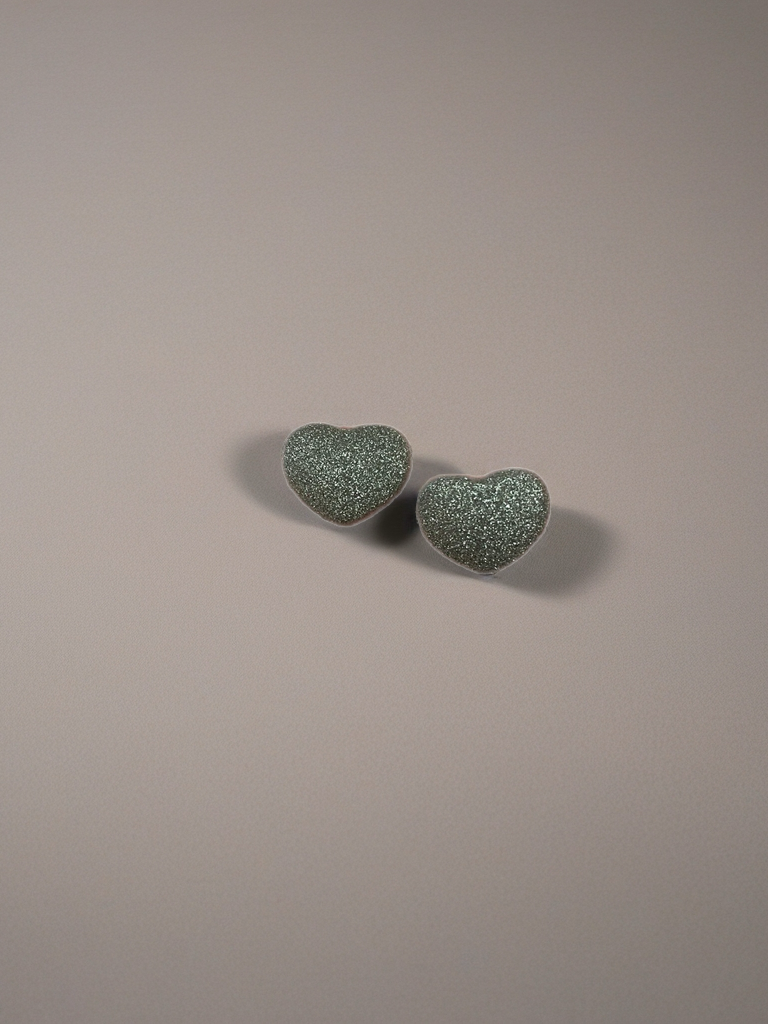 Silver Glitter Heart Stud Earrings – Sparkly Heart Posts
