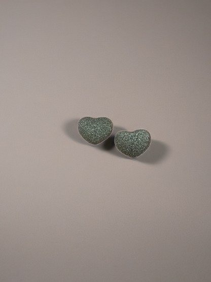 Silver Glitter Heart Stud Earrings – Sparkly Heart Posts