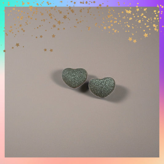 Silver Glitter Heart Stud Earrings – Sparkly Heart Posts