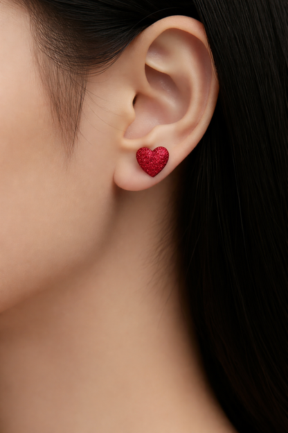 Silver Glitter Heart Stud Earrings – Sparkly Heart Posts