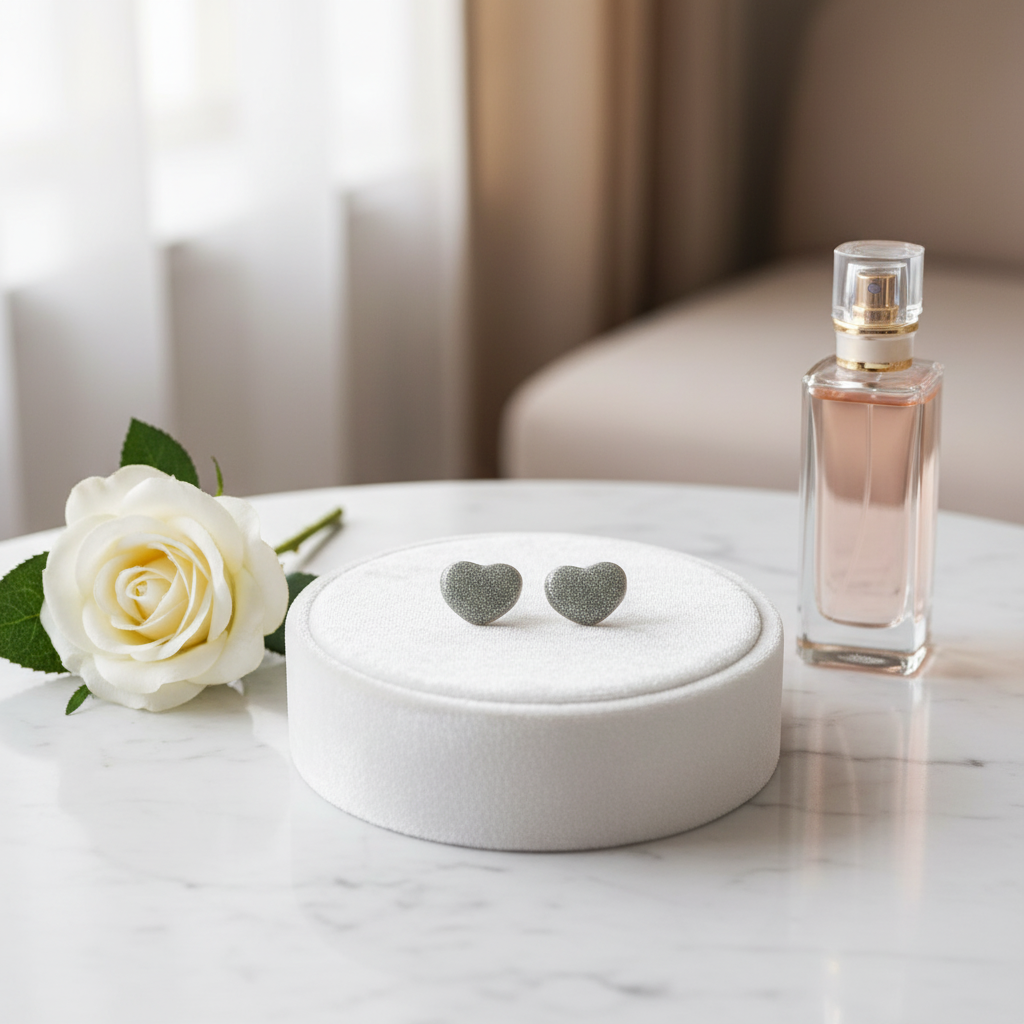 Silver Glitter Heart Stud Earrings – Sparkly Heart Posts