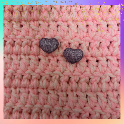Light Purple Glitter Heart Stud Earrings – Sparkly Heart Posts