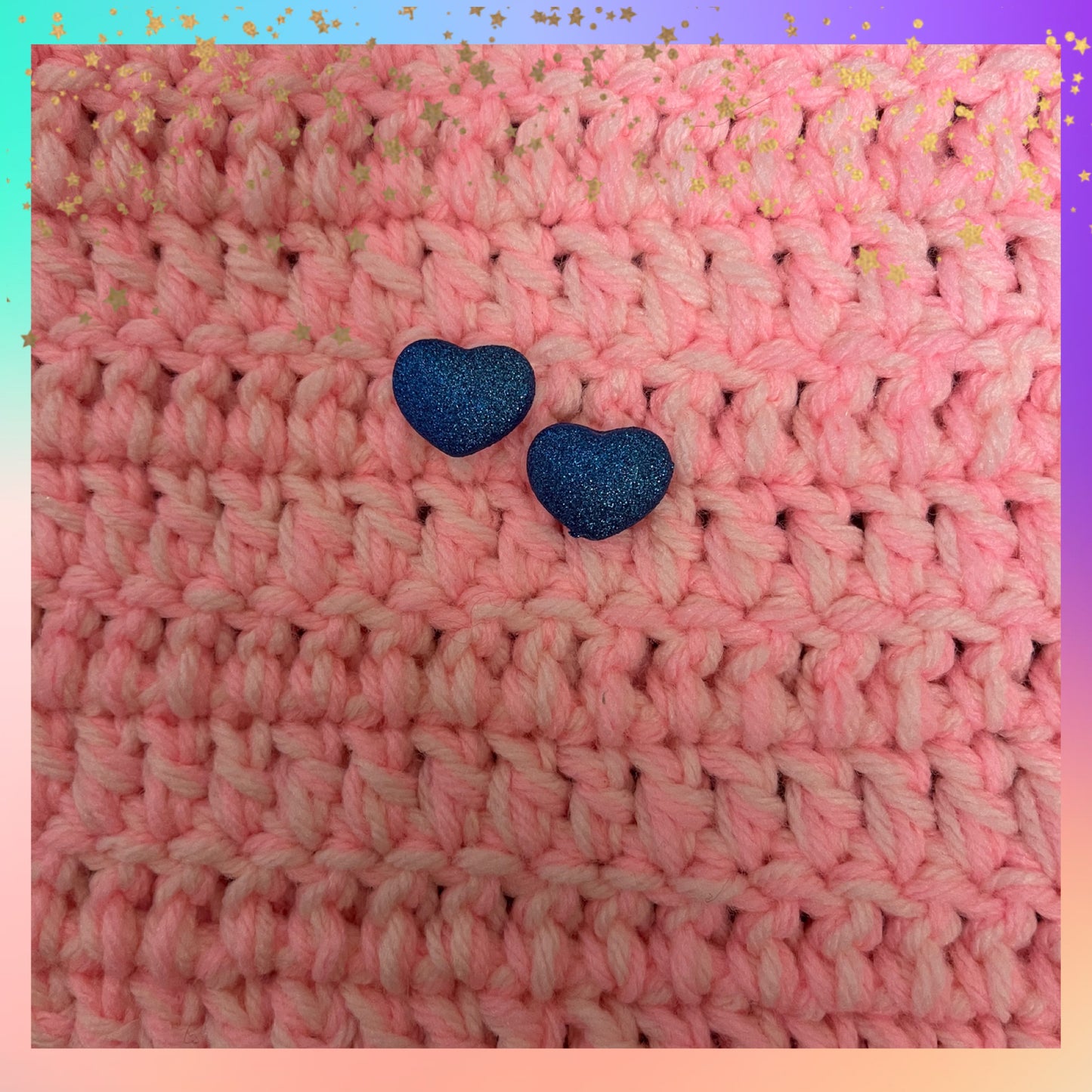 Blue Glitter Heart Stud Earrings – Sparkly Heart Posts
