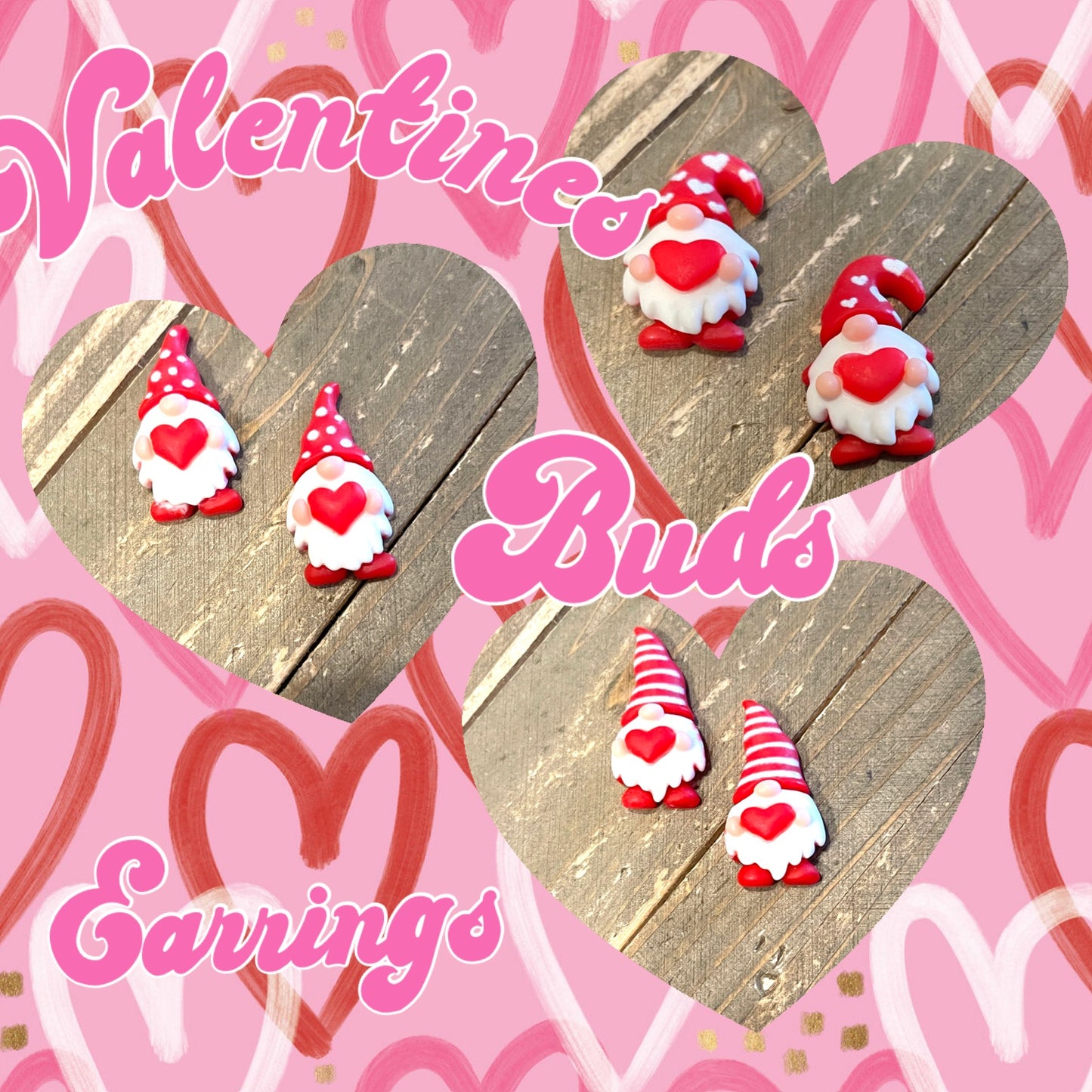 Valentine Buds-Love Gnomes Stud Earrings (3 to choose from)