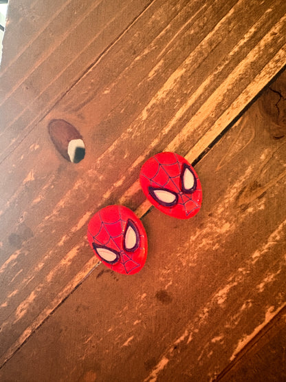 Spider‑Man Stud Earrings – Red Superhero Mask Earrings