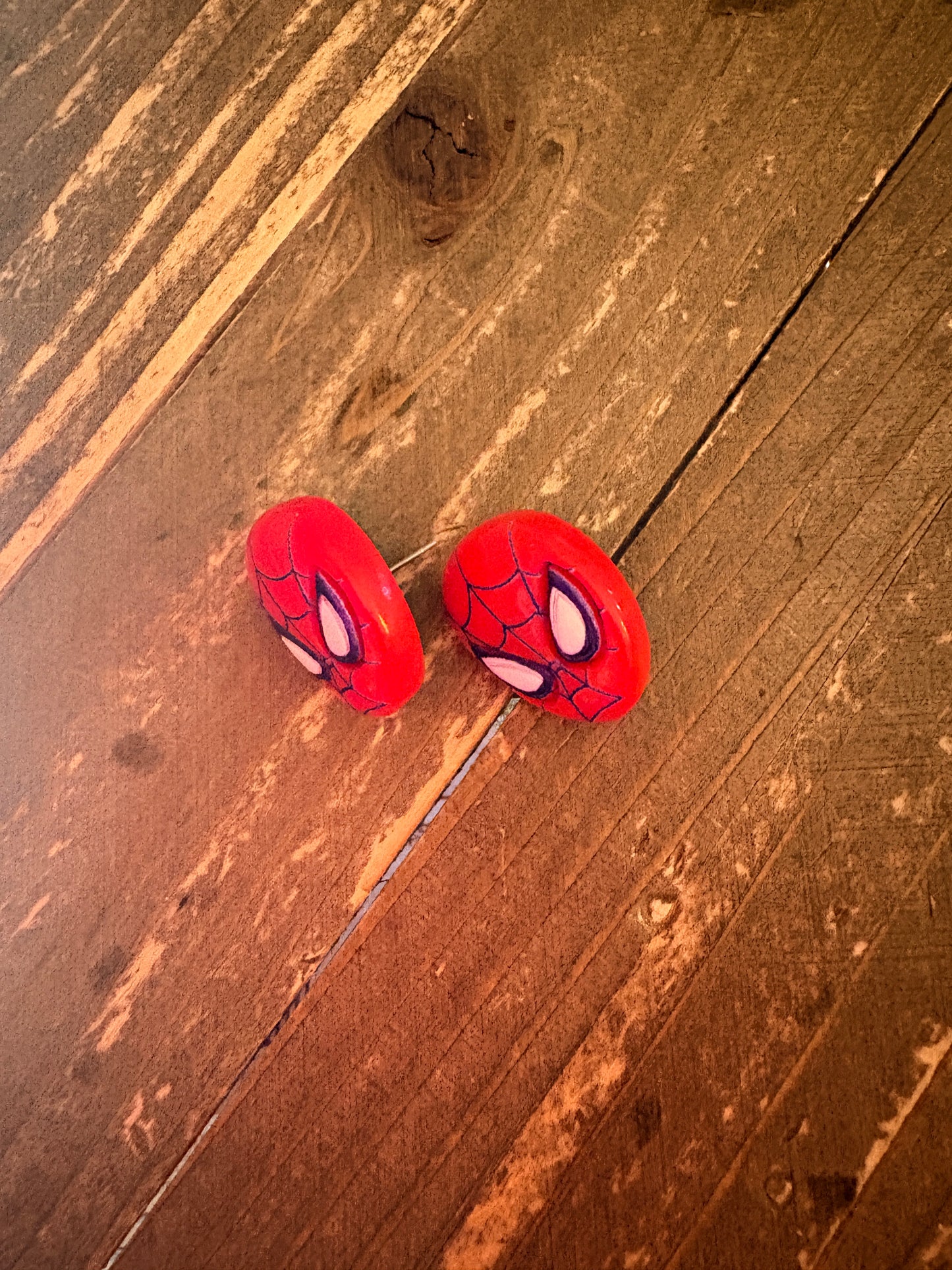 Spider‑Man Stud Earrings – Red Superhero Mask Earrings