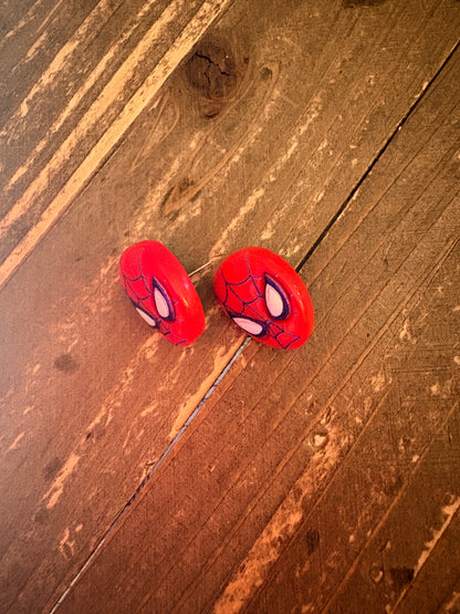 Spider‑Man Stud Earrings – Red Superhero Mask Earrings