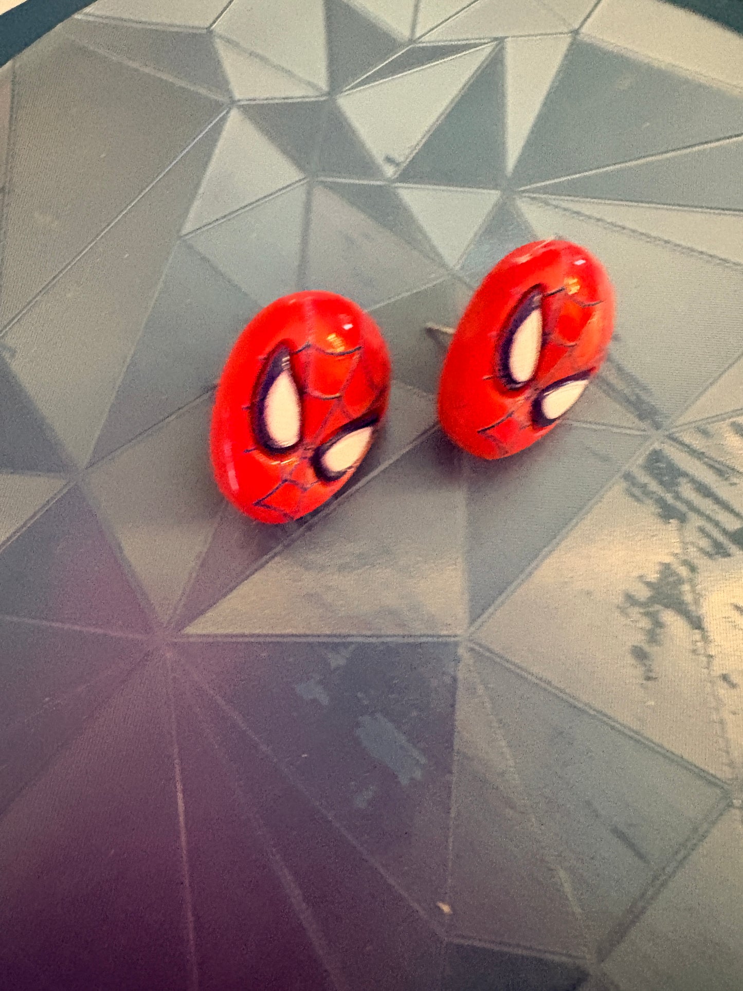 Spider‑Man Stud Earrings – Red Superhero Mask Earrings