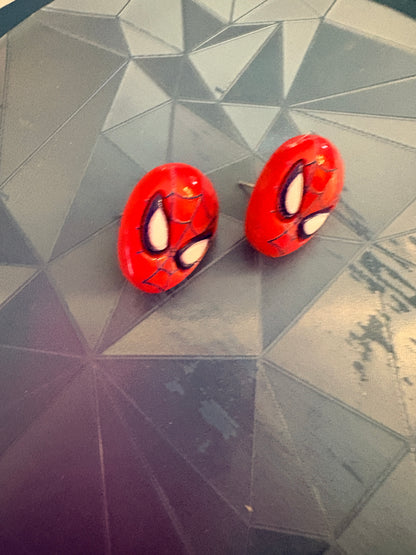 Spider‑Man Stud Earrings – Red Superhero Mask Earrings