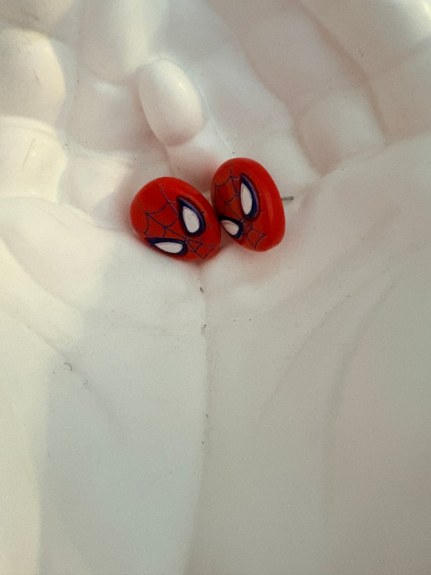Spider‑Man Stud Earrings – Red Superhero Mask Earrings