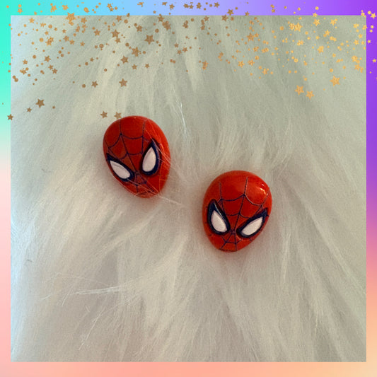 Spider‑Man Stud Earrings – Red Superhero Mask Earrings