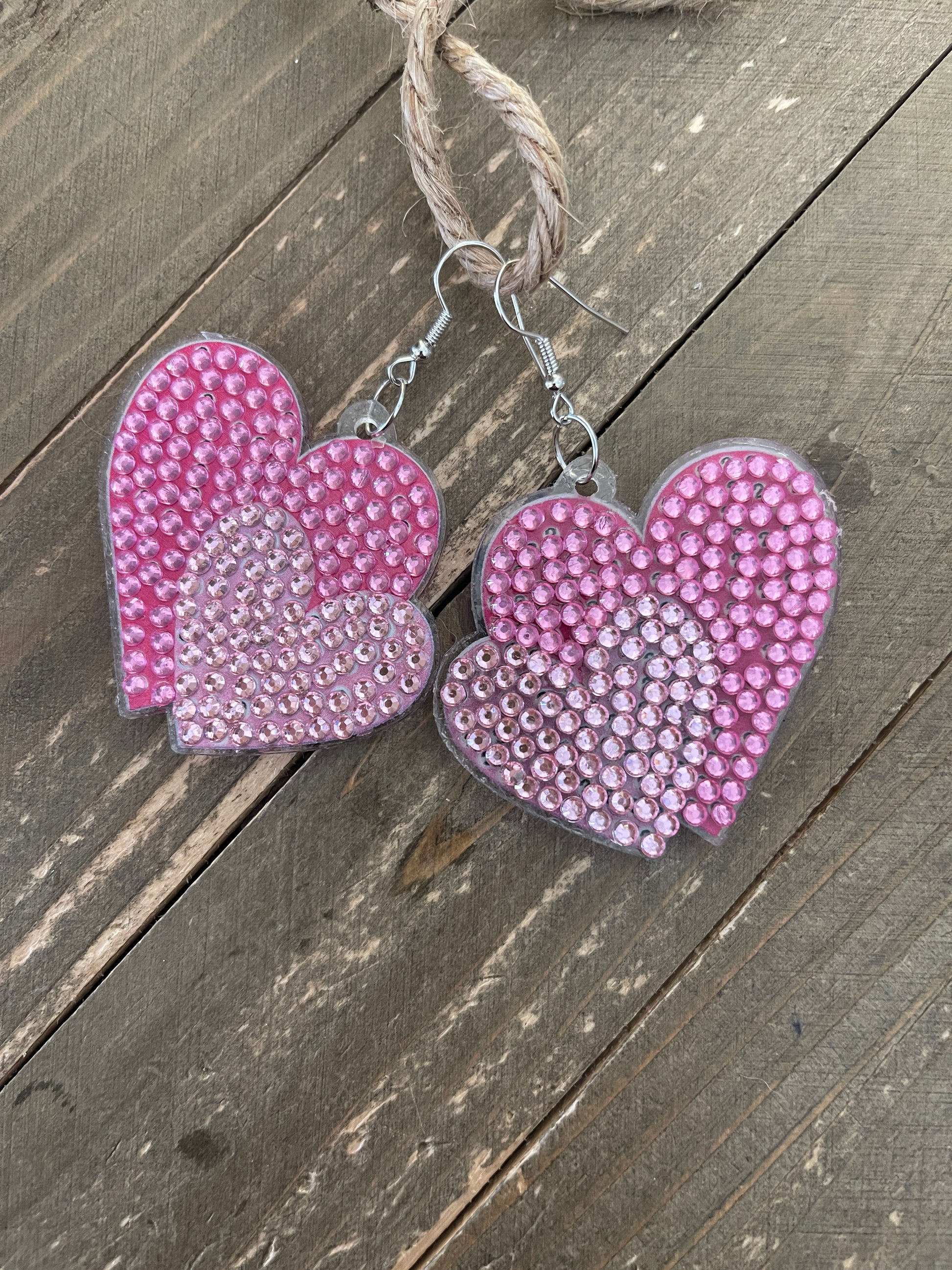 Valentine Diamond Painting Wire Earrings (5 to choose)Pink tiful of LOVE