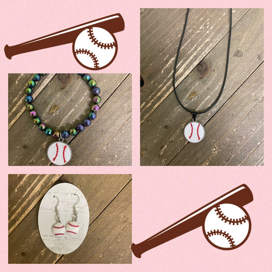 Baseball Jewelry set (earrings, bracelet &amp; necklace)Pink tiful of LOVE