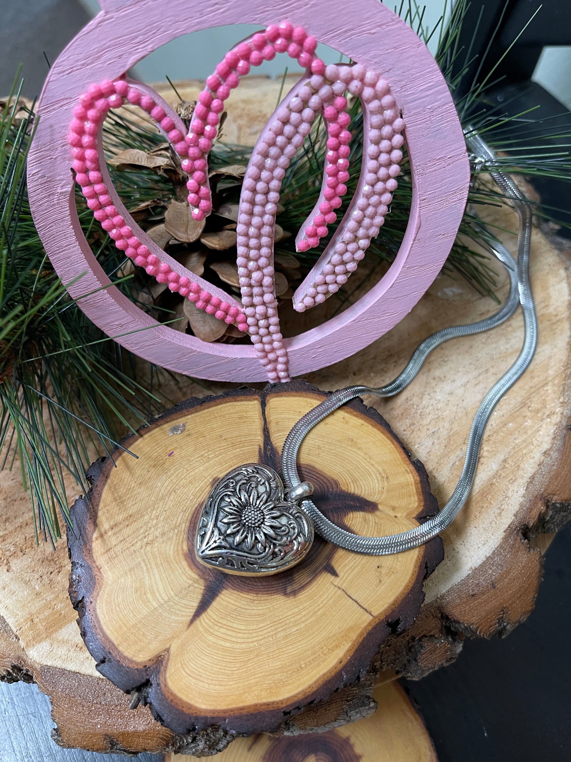 Fancy Heart Pendant on a Silver chain NecklacePink tiful of LOVE
