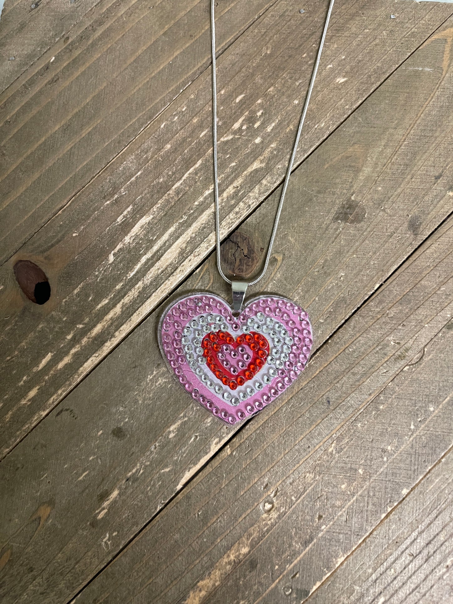Valentine Diamond Painting Pendants on a Silver Chain (3 to choose)