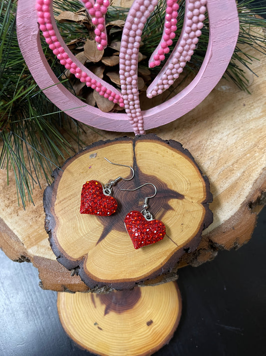 Valentine's Day Red Pave Heart Wire EarringPink tiful of LOVE