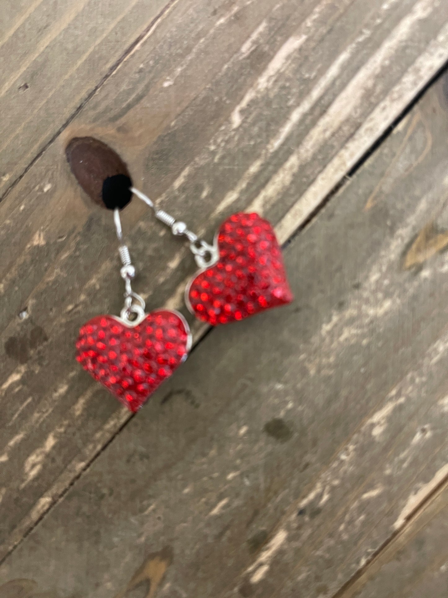 Valentine's Day Red Pave Heart Wire Earring