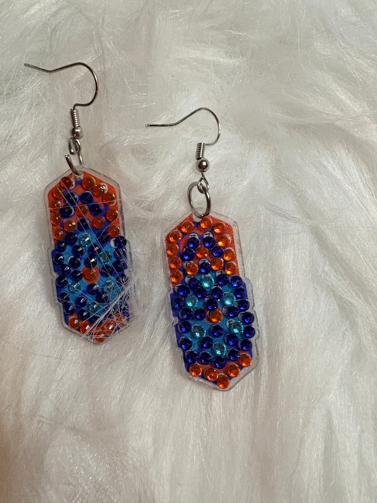Diamond Art Rectangular Dangle Earrings-2– Multicolor Gemstone Acrylic Wire Earrings (Nickel Free)
