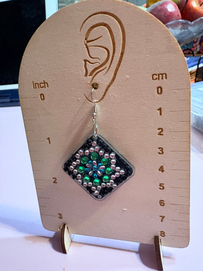 Diamond Art Square Dangle Earrings – Multicolor Gemstone Acrylic Wire Earrings