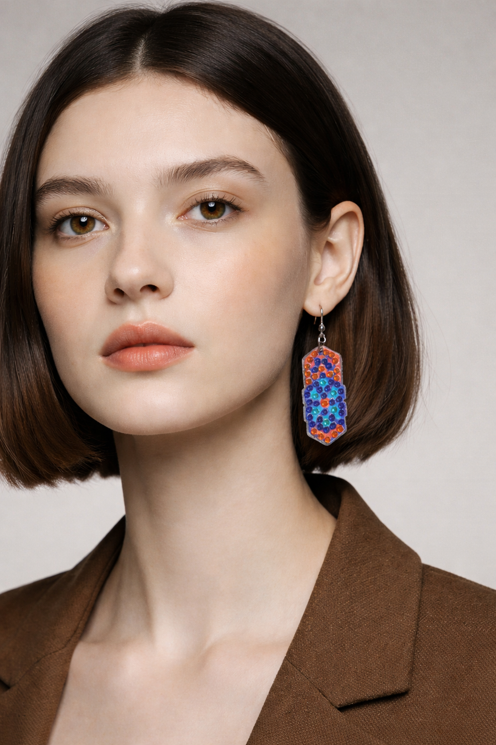 Diamond Art Rectangular Dangle Earrings-2– Multicolor Gemstone Acrylic Wire Earrings (Nickel Free)