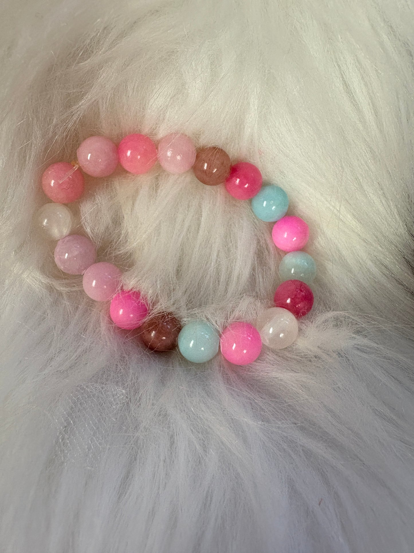Pastel Dyed Jade Beaded Bracelet – Soft Pink &amp; Blue Gemstone Jewelry