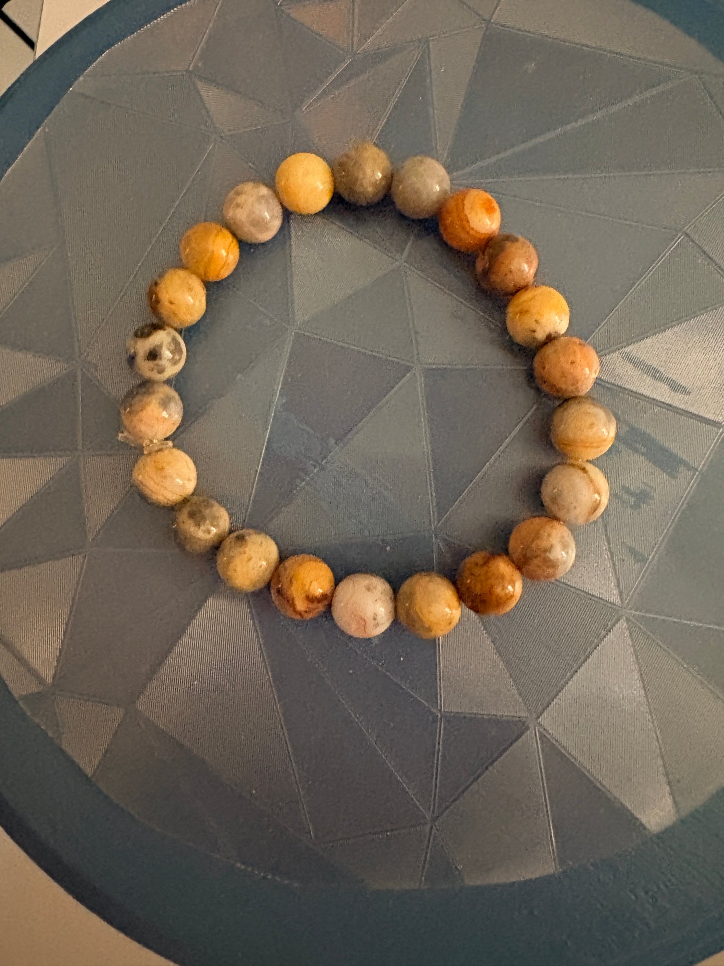 Earth Tone Agate Beaded Bracelet- Round Natural Stone Stretch Bracelet