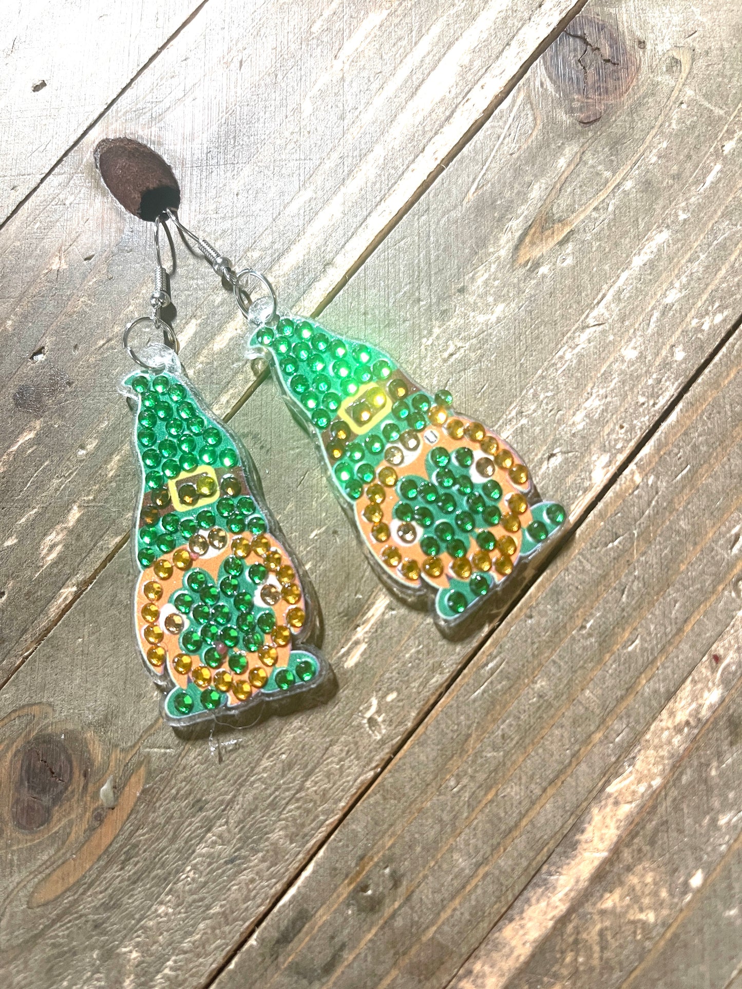 St. Patrick's Day Diamond Painting Wire Earrings (4 to choose)