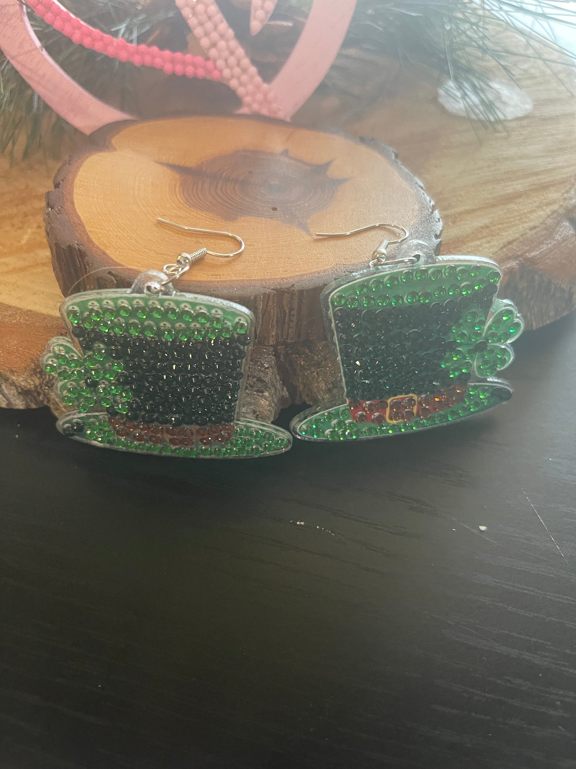 St. Patrick's Day Diamond Painting Wire Earrings (4 to choose)Pink tiful of LOVE