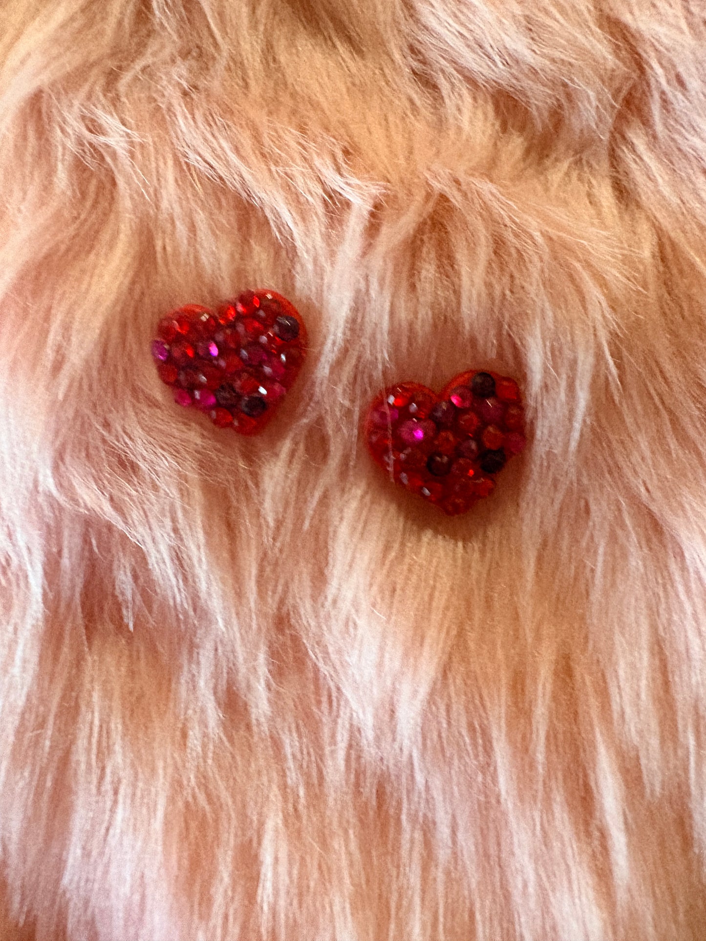 Red Sparkly Gemstone Heart Stud Earrings